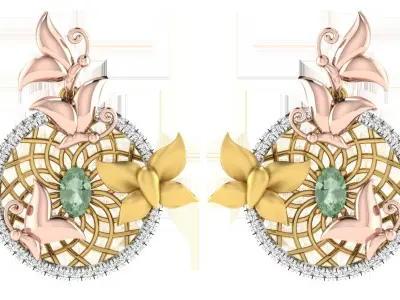 Solitaire Women Drop Earring 3dm STL OBJ FBX Renders Details 3D print model purchase