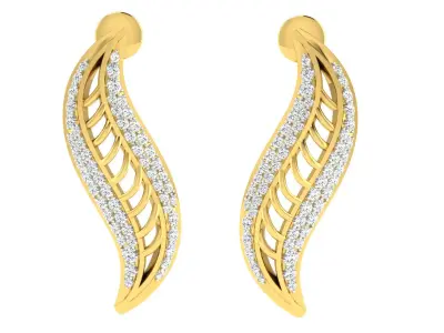 Solitaire Women Drop Earrings 3dm STL OBJ FBX Renders Details 3D print model