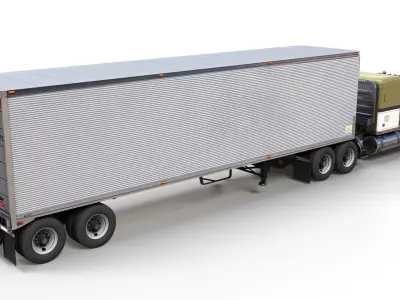 Kenworth W900A dry van Low-poly 3D model