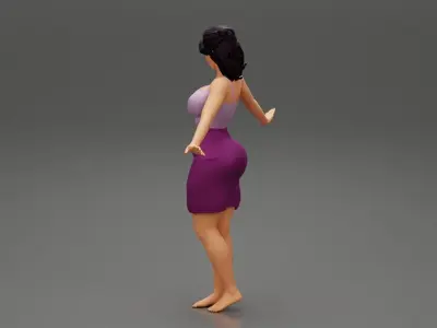 beautiful woman skirt and shirt with open hands 3D print model