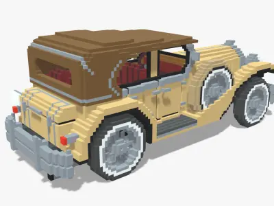 Voxel Classic Car Low-poly 3D model