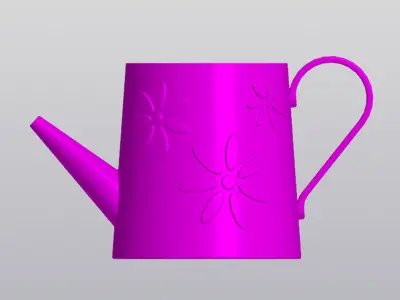 Planter Watering can with daisies Free 3D print model