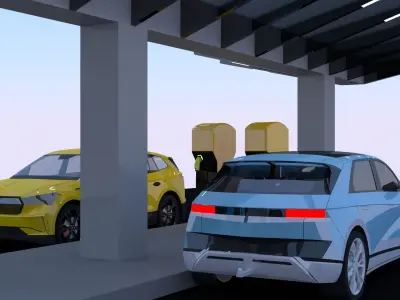 Charging station with cars II 3D model