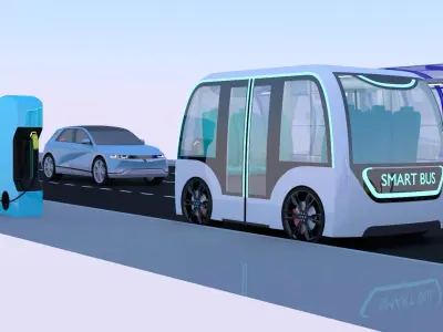 Bus stop and pedestrian bridge 3D Model Collection