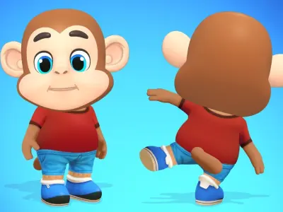 Monkey Chimp Primate Animated Rigged Low-poly 3D model