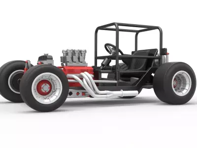 Vintage Supermodified stock car Base Version 2 Scale 1 to 25 3D print model