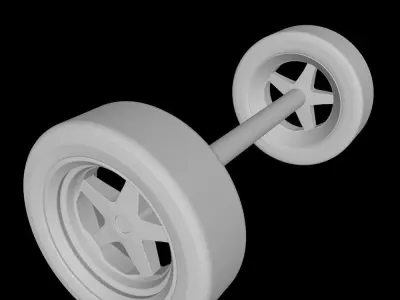 TOY CAR WHEELS WITH SHAFT 2- SPARE PARTS- TOY WHEELS 3D print model