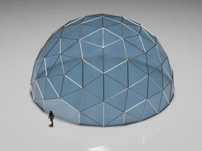 Geodesic Dome with Door Opening and Glass Panels v1 3D model