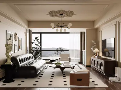 luxury living room dining room interior scenes 32  3D model