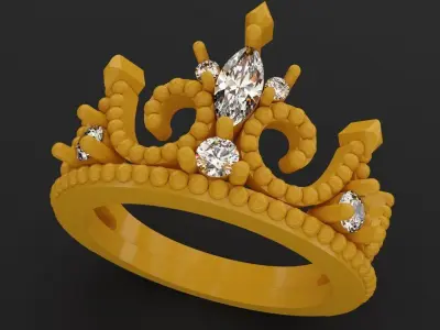 Princess Crown Rings Set 2 3D print model
