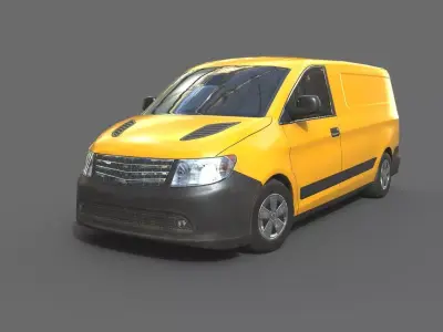 Generic Minivan Yellow Low-poly 3D model