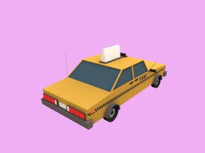 Lowpoly Taxi  Low-poly 3D model