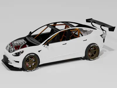 TESLA MODEL 3 TRACK CAR 3D 3D model