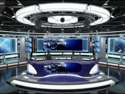Virtual TV Studio News Set 1 3D model