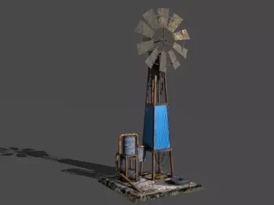 Shanty windmill Low-poly 3D model
