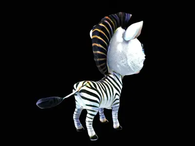 stylized cartoon cute zebra 3D model