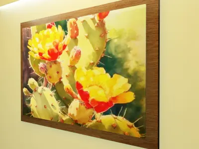 Cactus flowers painting 3D model