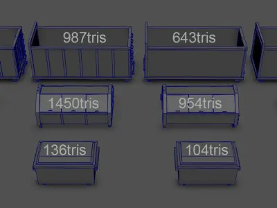 Dumpster Pack 3D model Low-poly 3D model