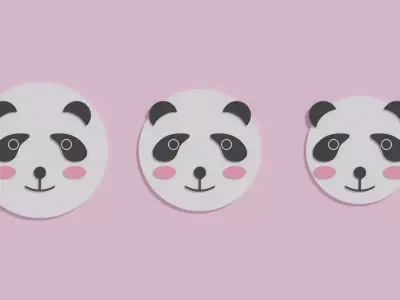 Cartoon Cute Panda Head Low-poly 3D model