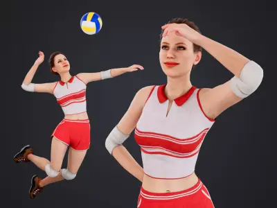 Female Volleyball Player Low-poly 3D model