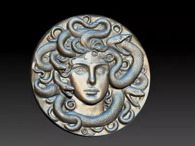 medusa relief 3dprint model and for cnc router carving model 3D print model