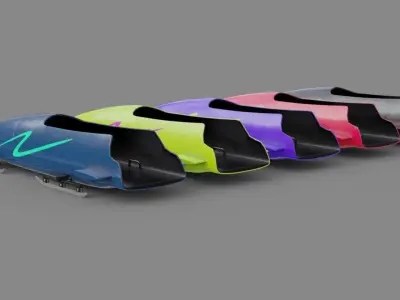 Bobsleigh 1 sled with letter n Low-poly 3D model