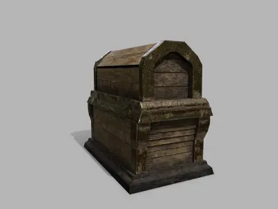 Chest wooden Low-poly 3D model