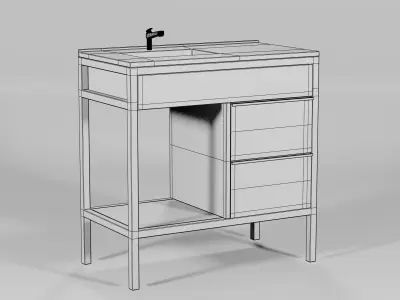 Wash Basin Shelving Unit 85x46x87 Low-poly 3D model