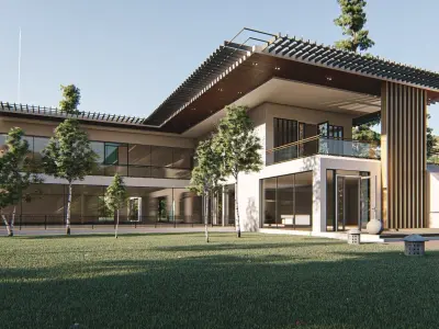 Villa house Low-poly 3D model