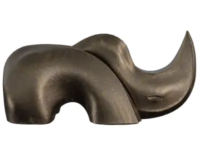Rhino Statue 3D Model - Abstract Bronze Animal Sculpture Low-poly 3D model