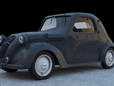 Simca 5 old car Low-poly 3D model