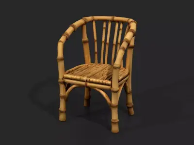 Stylized bamboo chair armchair Low-poly 3D model