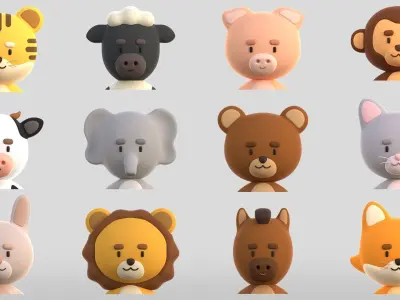 CUTE ANIMALS PACK 3D model