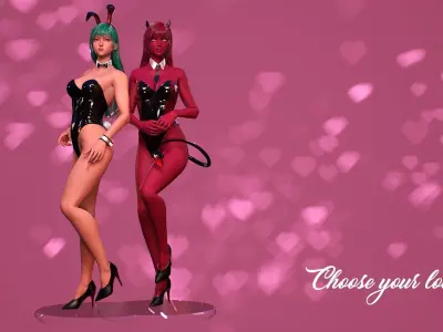 Devil Bunny-Cute Anime Demon Daemon Satan StylizedCharacter Girl Low-poly 3D model