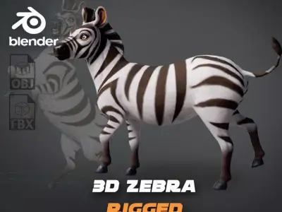 Zebra - Stylized Animal Rigged Low-poly 3D model
