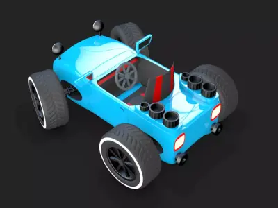 Cartoon Car Low-poly 3D model 18