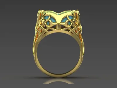 Luxury yellow gold ring with turquoise model gr0086 3D print model