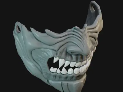 Oni Mask 14 Demon Half Face 3D print model