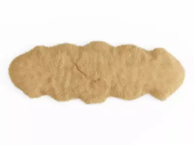 Fluffy decorative carpet made of Icelandic sheepskin fur 3D model