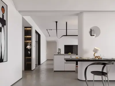 Modern living room dining room interior scenes 392 3D model