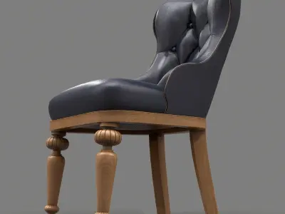 chair leather with wooden legs Low-poly 3D model