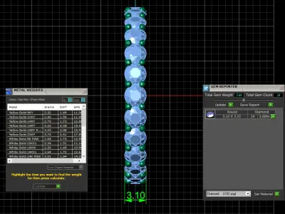 U Shaped Eternity Ring 3 point 1 mm stone size swiss 20 and EU60 3D print model