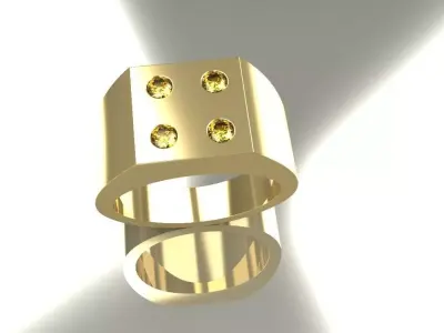 Square Diamond Ring Size 11 Flush Set Round Gems Gold Jewelry 3D print model