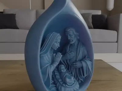 Modern Teardrop Nativity Scene 3D Printable STL Model 3D print model