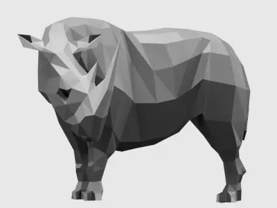 Rhino rhinoceros in low polygonal style Low-poly 3D model