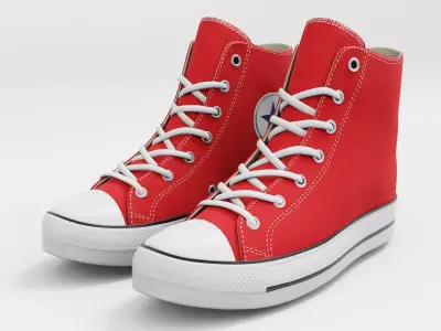 Converse All Star Style Unisex - Shoe Red PBR Low-poly 3D model