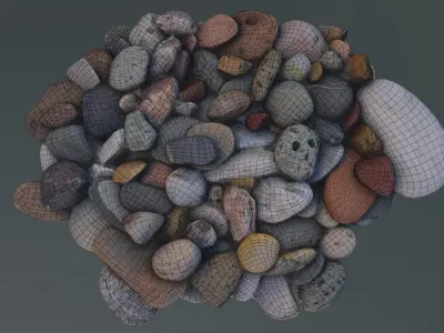 Beach Pebbles Free low-poly 3D model