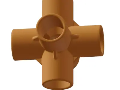 Plastic Six Way Fitting 3D model