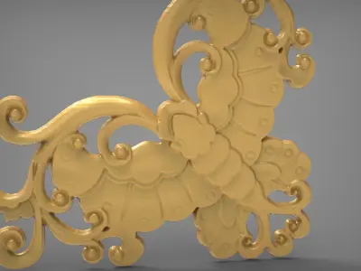 Floral Wood Carving for Furniture - 10 3D model