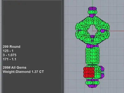 Luxury Pave Diamond Key Necklace 3D print model
